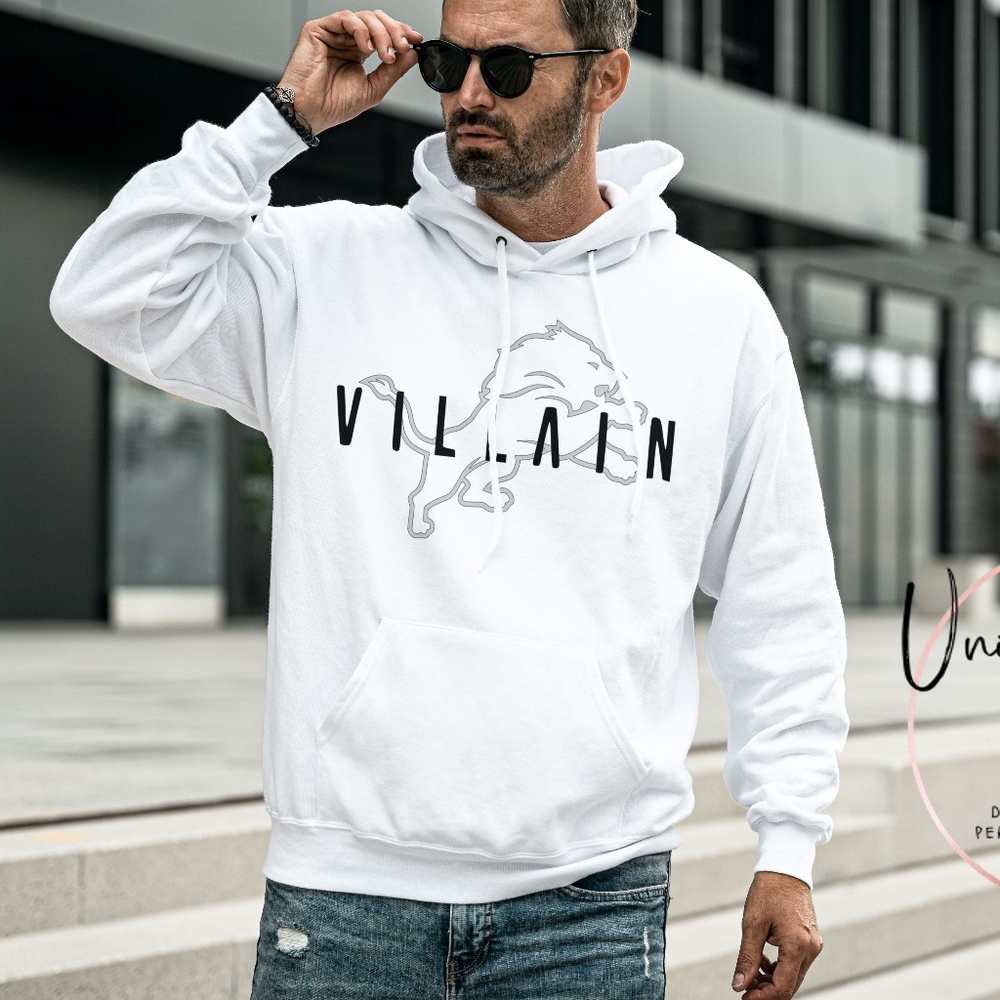 Detroit Lions VILLAIN white cotton / polyester sweatshirt